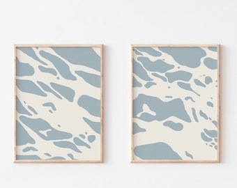 Coastal Art Prints Set: Minimalist Beach Painting, Modern Wall Decor