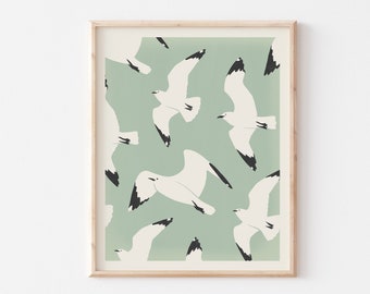 Seagull Art Print: Vintage Coastal Bird Wall Art