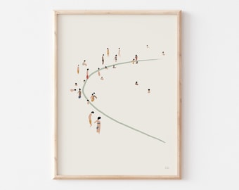 Shoreline Art Print: Minimalist Beach Scene, Neutral Coastal Decor