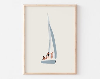 Sailboat Print, Summer Wall Art, Seaside Beach Art, Coastal Decor, Nautical Artwork, Beach Decor