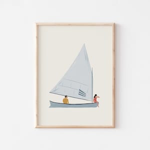 Sailboat Print, Coastal Print, Nautical Decor, Beige Wall Art, Nursery Print