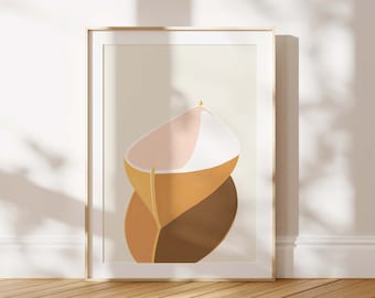 Wooden Boat Art Print: Abstract Coastal Wall Decor