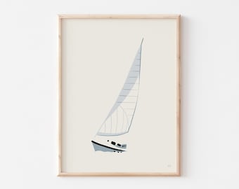 Sailing Print, Sailboat Wall Art, Summer Beach Art, Coastal Decor, Nautical Artwork, Beach Decor