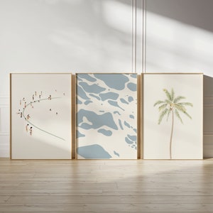 Coastal Wall Art Set, Beach Wall Art, Set of 3, Minimalist Fine Art Print, Neutral Triptych, Art for Bedroom and Living Room