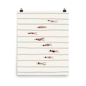 Schwimmbad Druck, Schwimmer Kunstwerk, Minimalistische Drucke, Minimalistisches Poster, Kinder Badezimmer Kunst Bild 8