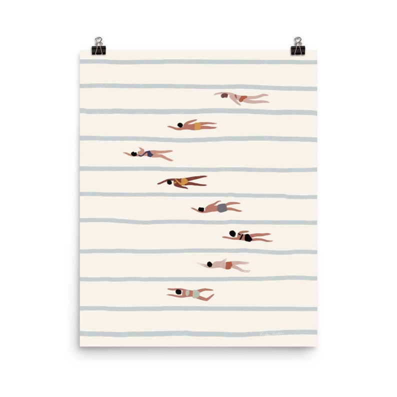 Schwimmbad Druck, Schwimmer Kunstwerk, Minimalistische Drucke, Minimalistisches Poster, Kinder Badezimmer Kunst Bild 8