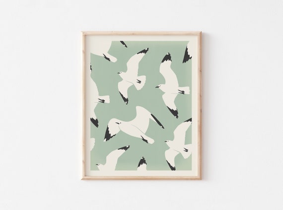 Seagull Art Print: Vintage Coastal Bird Wall Art