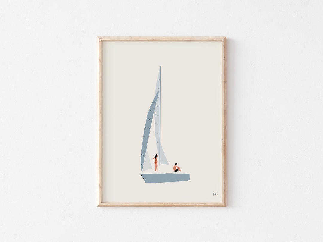 Sailboat Print, Nautical Wall Art, Seaside Beach Art, Coastal Nursery