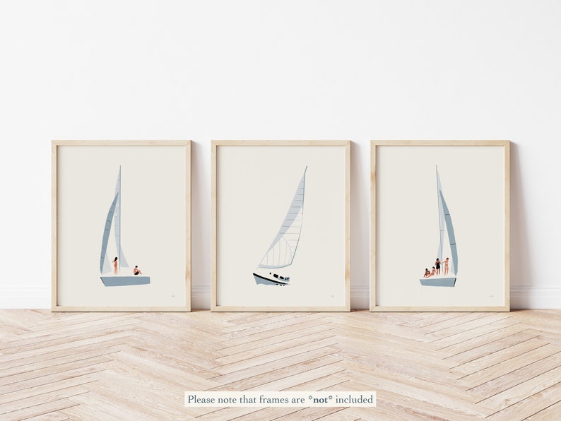 Sailing Art Prints Set of 3: Coastal Beach House Wall Art - Etsy