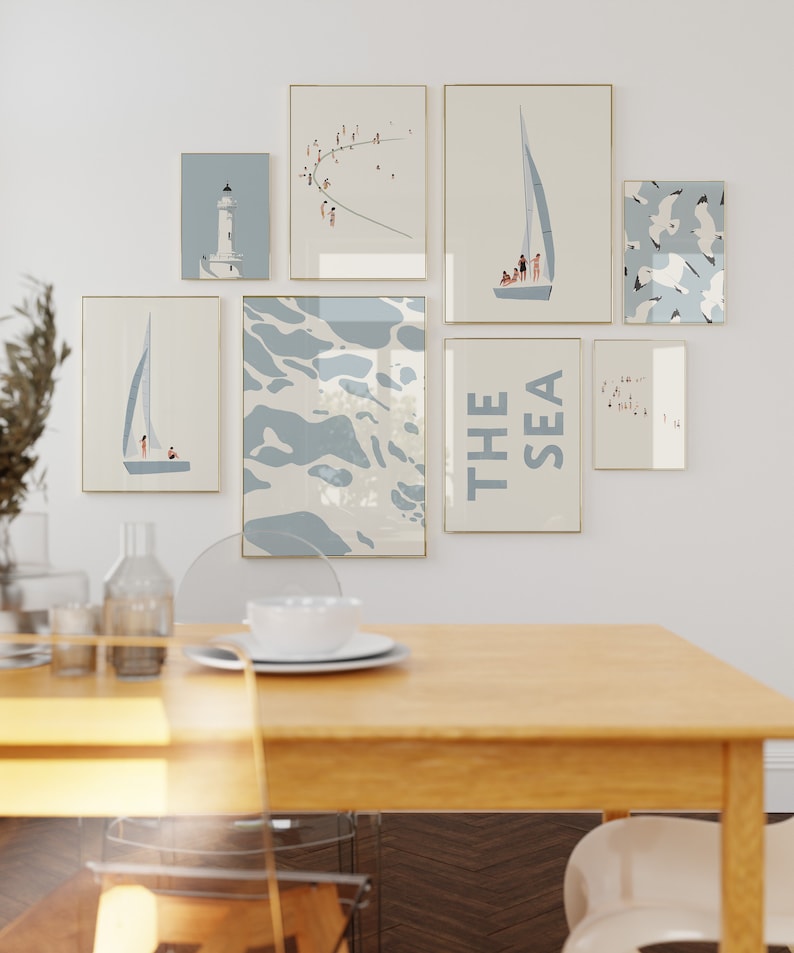 Sailboat Print Nautical Wall Art Seaside Beach Art Coastal Etsy