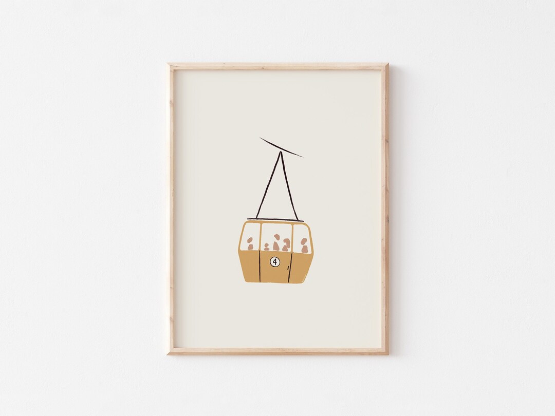 Ski Lift Print, Minimalist Prints, Skiing Print, Skier Artwork, Ski
