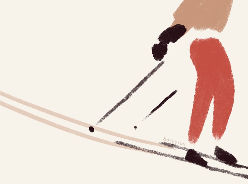 Skiing Poster Set, Modern Triptych, Skier Artwork, Ski Wall Art, Vintage Ski Poster, Winter Sports Art image 3