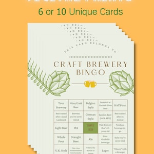Tarjetas de bingo Craft Brewery - Impresiones digitales - 10 tarjetas dispuestas de forma única