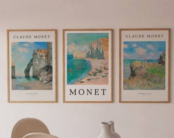 Monet Set of 3 Prints, Gallery Wall Set, Claude Monet, Printable Wall Art, Monet Exhibition Poster, Classic Poster