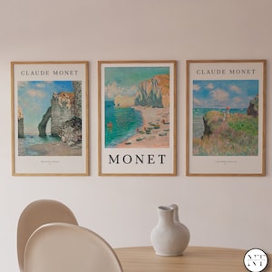 Monet Set of 3 Prints, Gallery Wall Set, Claude Monet, Printable Wall Art, Monet Exhibition Poster, Classic Poster