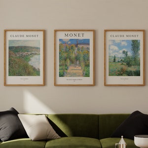 Monet Set of 3 Prints, Gallery Wall Set, Claude Monet, Printable Wall Art, Monet Exhibition Poster, Classic Poster, Farmhouse Wall Art
