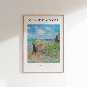 Monet Print, Cliff Walk at Pourville, Claude Monet Wall Art, Monet Exhibition Poster, Living Room Wall Art, Landscape Print, Monet Poster