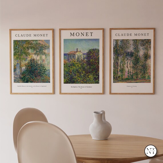 Monet 3er Drucke, Galerie Wand Set, Claude Monet, druckbare Wandkunst, Museum Poster Drucke, klassische Kunst, Bauernhaus Wandkunst