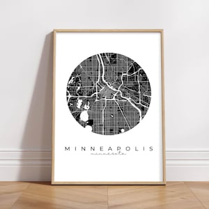mapa de minneapolis l impressão de arte de parede l decoração de parede moderna e minimalista l arte para impressão