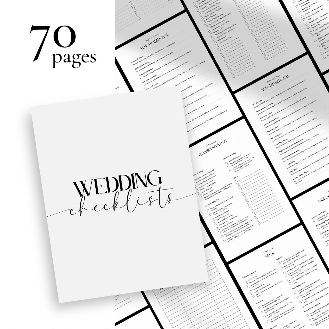 70 Pages Wedding Checklists Bundle, Printable Wedding Checklists, Wedding Planning, Wedding ...
