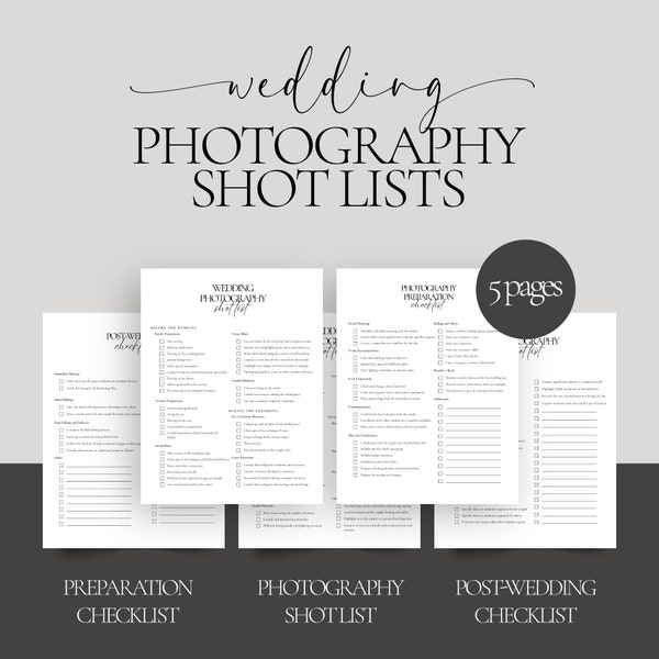 Wedding Photography Shot List, Photographer Checklist, Printable Photo List, Canva Template, Printable PDF, Ceremony Photography Ideas