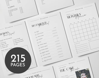 215 Pages Wedding Binder, Wedding Planner, Wedding Day Binder, Wedding Itinerary Template, Wedding Weekend Planner, Digital Printable PDF
