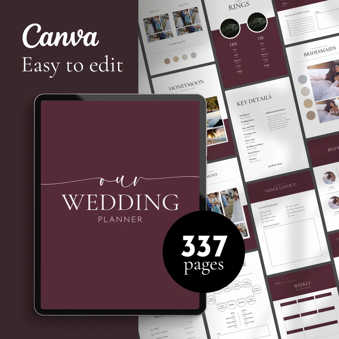 Printable Wedding Planner Template, Digital Wedding Planner, Wedding ...