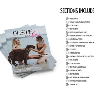 Druckbares BFF Magazin Personalisierte Besties Geschenk, benutzerdefinierte Beste Freunde für immer Erinnerung Buch, Freundschaft Journal, DIY Geschenk für Sie Bild 9