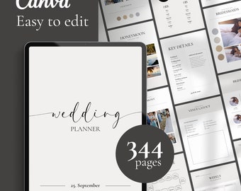 Canva Wedding Planner Template, Printable Wedding Day of Binder Template with Checklists, Instant Download PDF, Itinerary for Planning