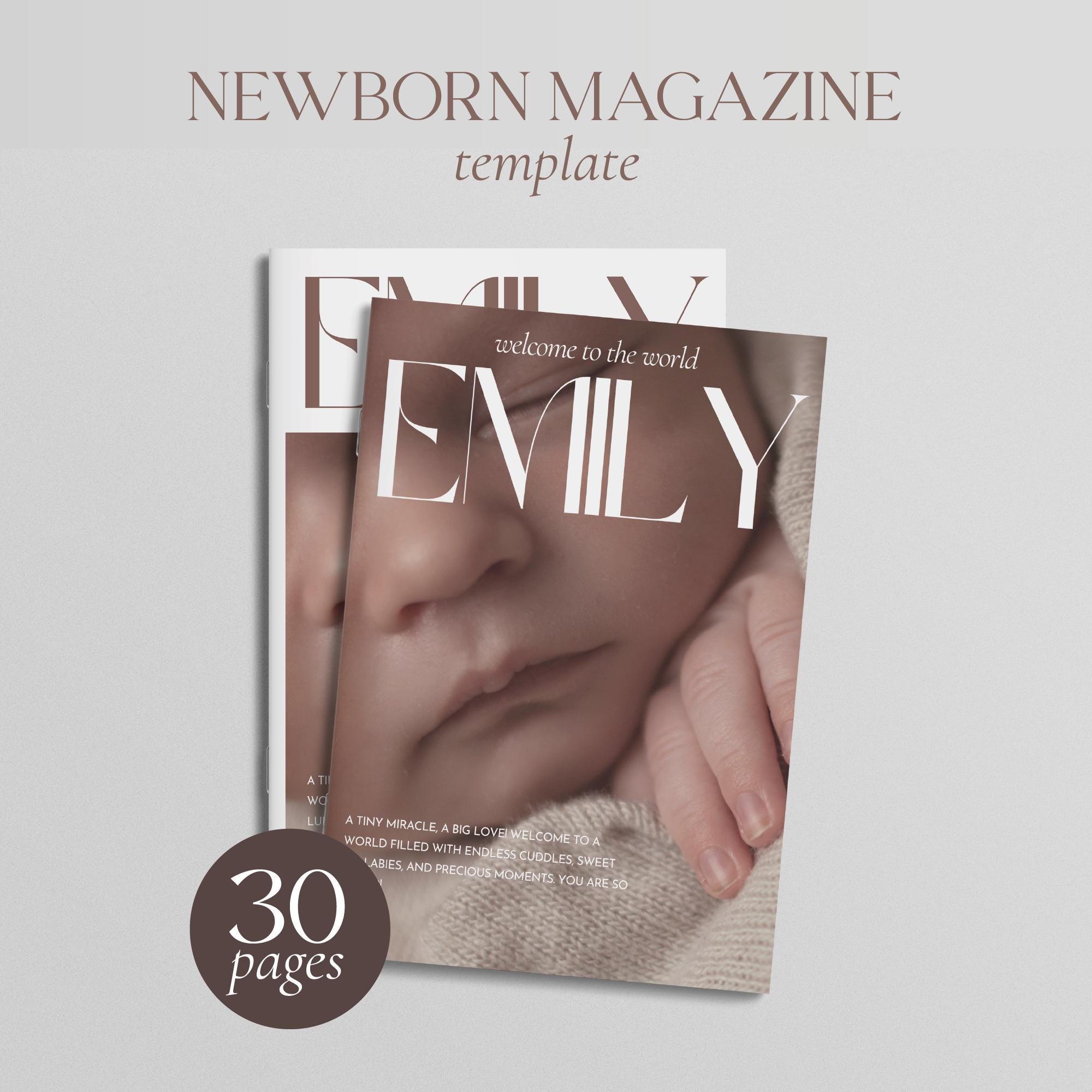 Neugeborenen Magazin Vorlage für Canva, Baby Geburtsankündigung, Benutzerdefiniertes Baby Magazin, bearbeitbares Andenken, druckbares Baby Memory Buch