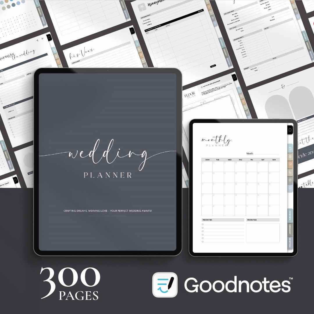 300+ Pages GOODNOTES Digital Wedding Planner Template, Wedding Binder Template, Wedding Itinerary, Wedding Planning Book, Wedding Timeline