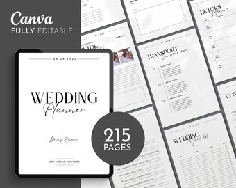 215 Pages Wedding Digital Planner Template, Printable Wedding Planner PDF, Printable Wedding Planner, Wedding Checklists, Wedding Binder