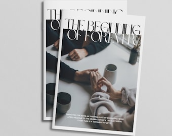 Hochzeitsmagazin-Vorlage, Hochzeitstag-Erinnerungsbuch mit Programm & Story-Album - Benutzerdefiniertes Andenken und Dekor - Brautgeschenkidee