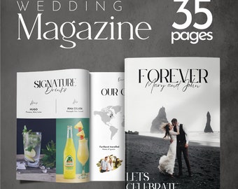 Wedding Day Magazine, Wedding Planning, Printable PDF, Canva Template, Seating Chart, Wedding Timeline, Modern Booklet, Wedding Itinerary