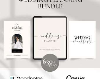 630+ Pages Wedding Planning Bundle, Goodnotes Wedding Planner, Canva Wedding Binder Template, Printable PDF, Printable Wedding Checklists