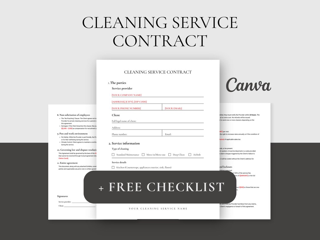 Cleaning Service Contract Template | Professional Residential Agreement ...