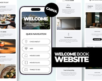 Welcome Book Website Canva Template, Digital Mobile-Friendly Rental Guide