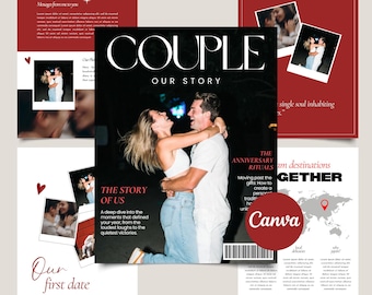 Personalized Couple's Magazine Template, Romantic DIY Gift (Digital Download)