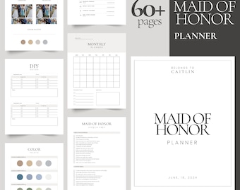 Printable Maid of Honor Planner, Duties Checklists Template, PDF Wedding Planner Bundle, Bachelorette Party, Bridal Shower, To Do List