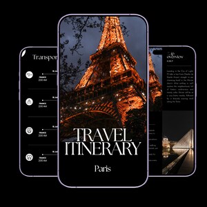 編集可能なデジタル旅行日程テンプレート – 休暇の計画と旅行スケジュールの整理に便利なカスタマイズ可能な旅行プランナー PDF