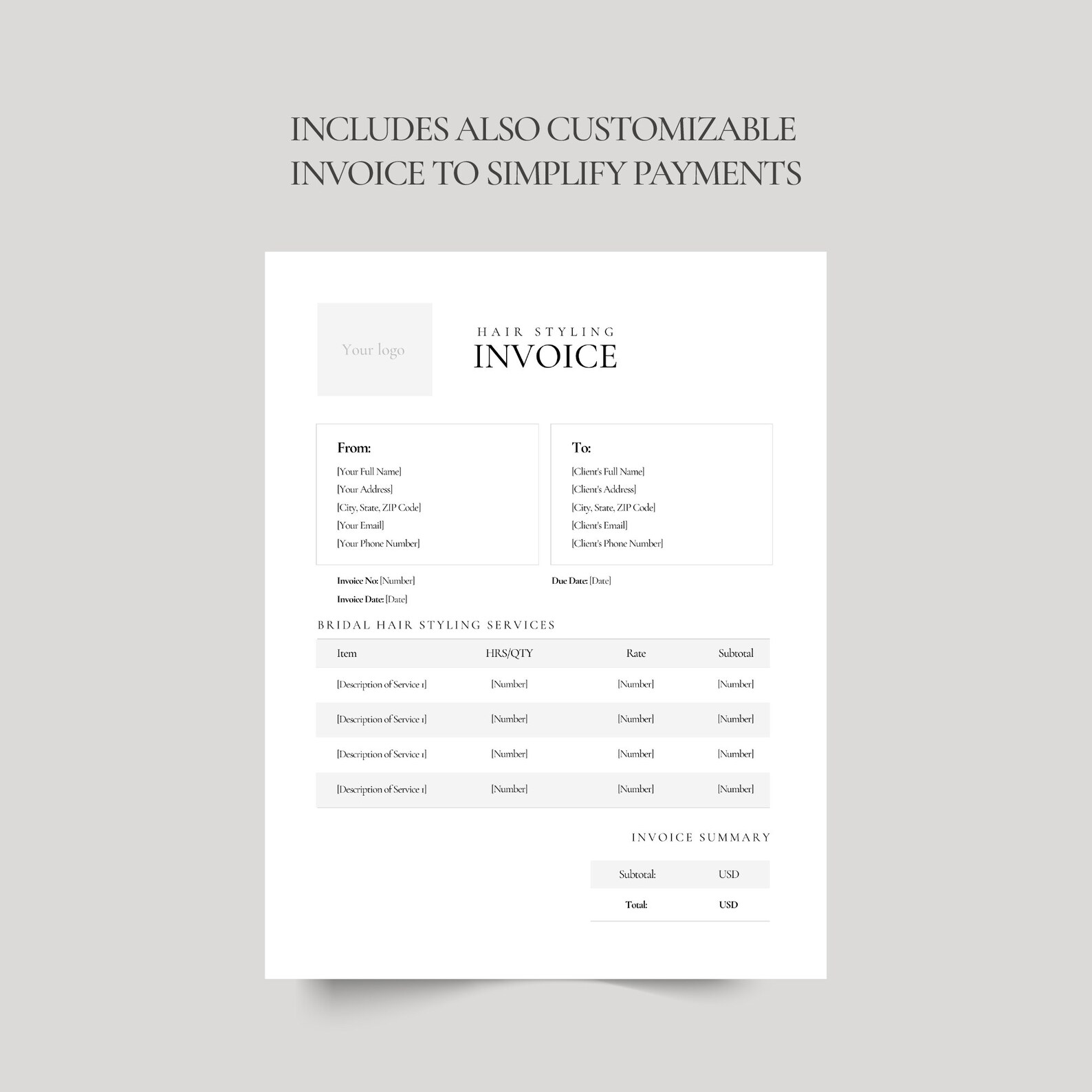 Bridal Hair Contract Template, Wedding Hairstylist Agreement (canva ...