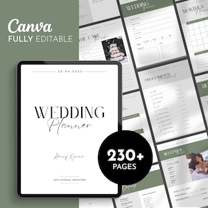 230+ Pages Wedding Planner, Wedding Digital Planner, Wedding Binder, Wedding planning checklists, Printable Planner, Wedding Itinerary