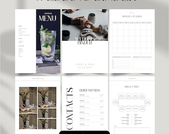 140+ Page Wedding Planner Binder, Itinerary Template (Printable PDF)