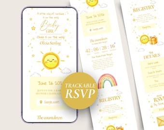 Digital Sun Baby Shower Invitation Website Template for Canva - Gender Neutral