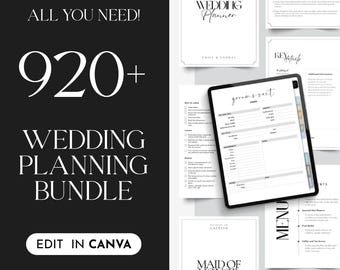 Wedding Planner Bundle, Canva Templates, DIY Stationery (Printable PDF)