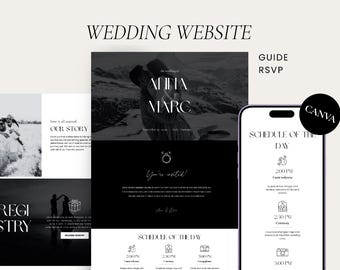 Wedding Website Template with RSVP, Mobile Wedding Invite, Paperless Itinerary