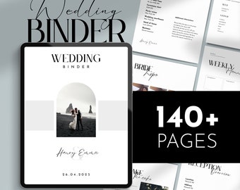 Plantilla de carpeta para planificador de bodas, itinerario, más de 140 páginas (descarga digital)