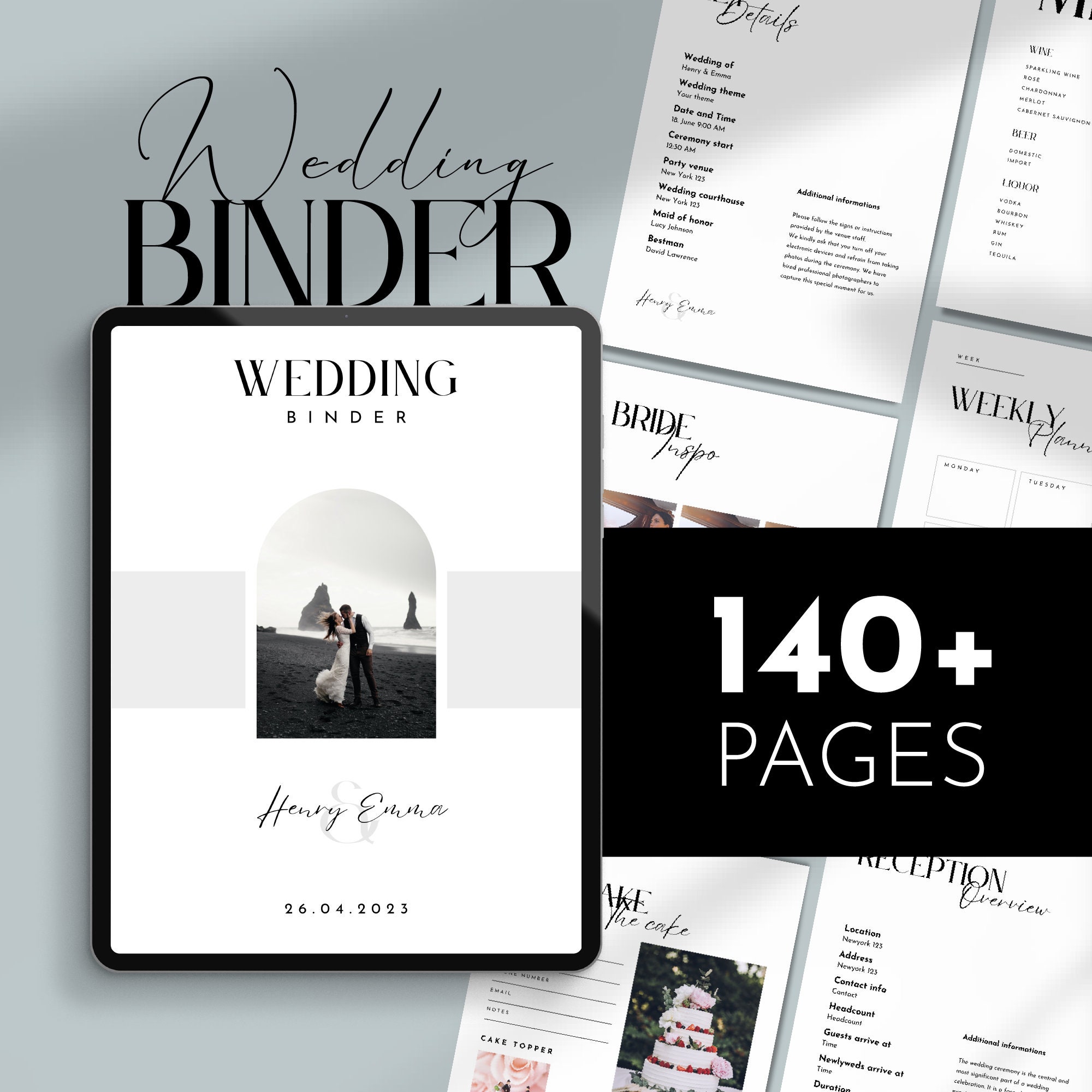 Day of Wedding Binder Template, Wedding Itinerary Template, Wedding