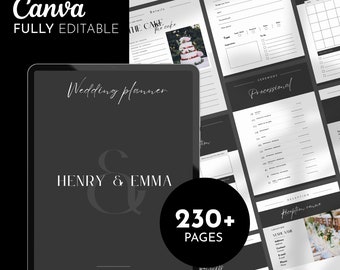 230+ Pages Wedding Planner, Wedding Digital Planner, Wedding Binder, Wedding planning checklists, Printable Planner, Wedding Itinerary