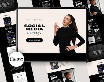 Social Media Manager Website Template, Canva Digital Pricing Guide, SMM Portfolio